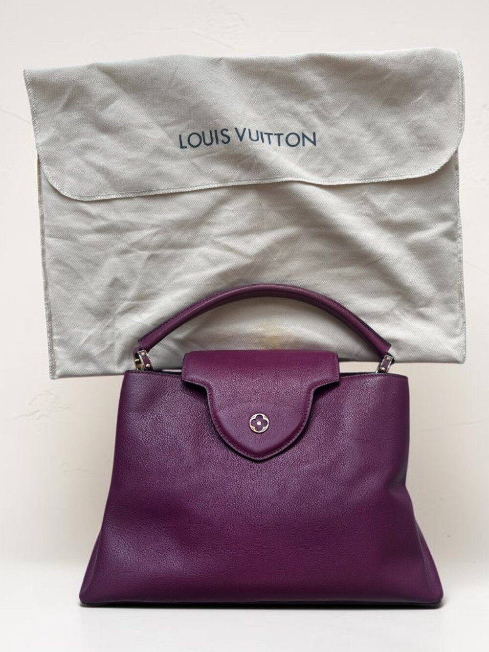 🍇 Louis Vuitton Capucines MM Bag – Berry / Plum Leather